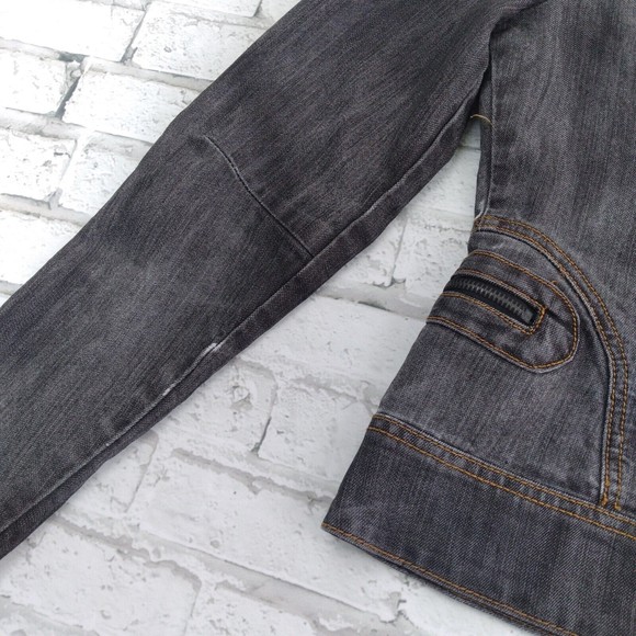 Baccini Jacket Womens Medium Blue Distressed Studded Destroyed Denim Motorcycle - Picture 9 of 12